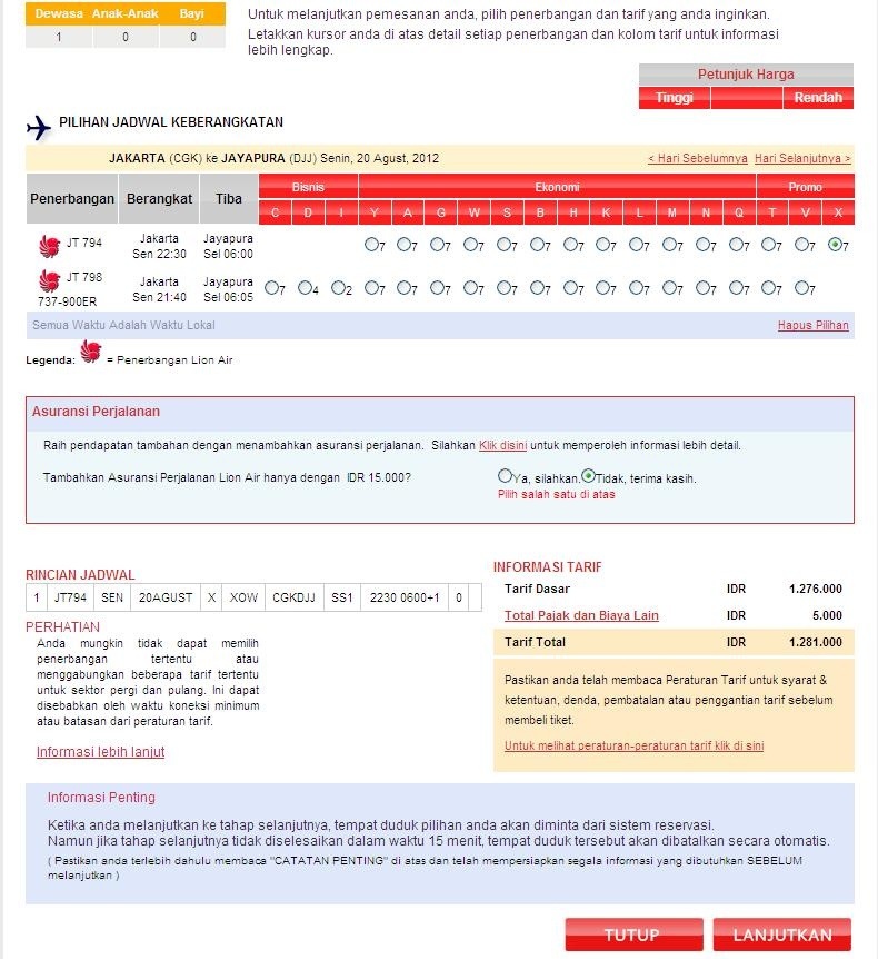  Cara booking Tiket Lion Air melalui system Lion air RM 